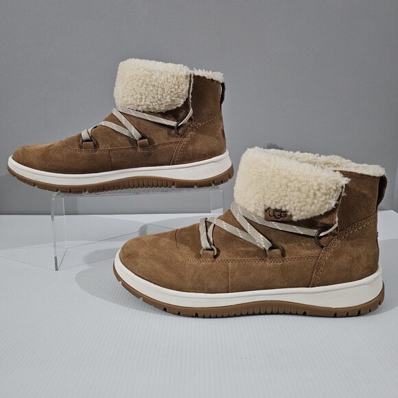 Ugg Lakesider Heritage Lace Boot Sneaker Waterproof Chesnut Brown Suede Size 10 - Picture 2 of 13